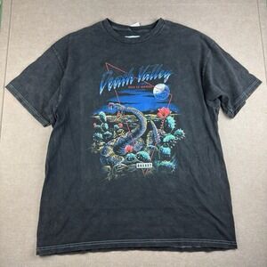 Boxset‎ Death Valley Snake T-Shirt Men L Graphic Desert Cactus Moon Washed Black